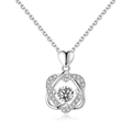 Collar de corazón en plata S925 con piedra central móvil y detalles de pavé brillante - Oro Blanco