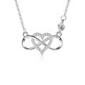 S925 sterling silver infinity heart pendant necklace with shimmering zircon stones - 925 Silver (40+5cm) / White Gold