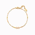 Pulsera infinito dorada con cuentas de esmalte de colores sobre fondo blanco - Plata 925 / Rosa