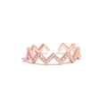 Detail of rose gold wavy ring featuring sparkling pavé set zircons and adjustable band - US Size 8 Adjustable Open Band / Rose Gold