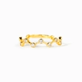 Anello minimalista a zig-zag in argento S925 dorato con pietre di zircone incastonate - US 6 / Oro