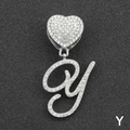 Collana con chiusura a cuore e ciondolo lettera Y con strass luccicanti argento - Solo Ciondolo Con Lettera / Argento Lettera Corsiva Y