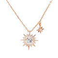 Collana celeste in argento S925 oro rosa con ciondolo a sole e stella scintillante - Argento 925 (40+5cm) / Oro rosa