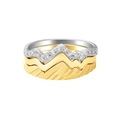 Detail of s925 silver layered mountain ring set with zircon stones and textured metal band - US Size 5 / Gold Mountain Multi-layer Style