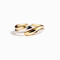 Minimalistischer Ring aus s925 Silber mit elegantem zweifarbigem Dreh-Design - US-Größe Offen Verstellbar / Ring-Set in Gold und Silber