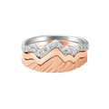Close-up of stacked S925 silver and rose gold rings with a mountain peaks design - US Size 5 / Rose Gold Mountain Multi-layer Style