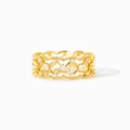 Eleganter s925 Silber Gitterring mit Goldbeschichtung und funkelnden Zirkonsteinen - US Größe 7 Verstellbar / Gold