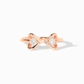 Elegant S925 sterling silver rose gold double heart open ring with zircon stones - Rose Gold