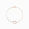 Bracciale in argento S925 con ciondolo a cuore e punto e virgola e zirconi rosa su bianco - Argento 925 (15.5+4.5cm) / Oro Bianco