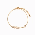 Elegant gold plated S925 silver bracelet with five round cubic zirconia stones for women - 925 Silver (15.5+4.5cm) / Gold
