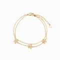 Double-layered gold S925 sterling silver flower bracelet with sparkling zircon petals - 925 Silver (15.5+4.5cm) / Gold