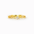 Anello in argento s925 con maglia ritorta dorata e uno zircone solitario lucido - Taglia US 6 / Oro