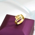 Polierter goldener S925 Silberring mit I am enough Gravur auf einer lila Schachtel - Einstellbar Offen / Gold