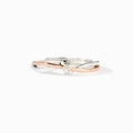 S925 sterling silver knot ring with two-tone plating and triple stone inlay - US Size 7 Open (Adjustable) / Two Colors