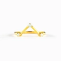 Anillo en V minimalista de plata S925 con tres piedras de opale redondo brillante - Talla US 6 / Dorado