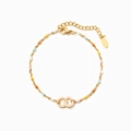 S925 sterling zilveren armband met kleurrijke emaille kralen en dubbele ringen - 925 zilver / Roze