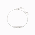 Bracciale a cuore minimalista in argento sterling S925 con zirconi cubici chiari - Argento 925 (15.5+4.5cm) / Oro Bianco