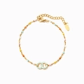 S925 sterling zilveren armband met kleurrijke emaille kralen en dubbele ringen - 925 zilver / Lichtgroen