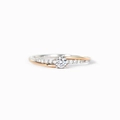 Elegante anello in argento s925 bicolore con doppia fila di diamanti e design incrociato - Taglia US 6 / Due colori