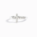 Anello a croce in argento sterling S925 minimalista con pietre di zircone cubico - Taglia US 6 / Oro Bianco