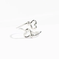 Minimalistischer S925 Sterling Silber Ring mit offenem Design und hohlen Doppelherzen - US-Größe 7 Offen (Verstellbar) / Weißgold