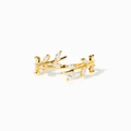 Elegante anello regolabile in argento s925 a forma di foglia con zirconi taglio marquise - Taglia US 7 Aperto (Regolabile) / Oro