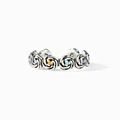 Vintage-Ring aus S925 Sterlingsilber mit Rosenblüten und bunten Zirkoniasteinen - US-Größe 7 Offen (Verstellbar) / Weißgold