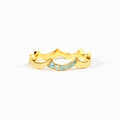 Anello a onde in argento s925 dorato con piccoli cristalli blu su sfondo bianco puro - Taglia US 6 / Oro