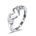 S925 Sterling Silber Ring mit Herz-Hand-Geste und I love You forever Gravur - US Größe 7 Offen (Verstellbar) / Silber