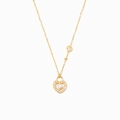 Elegante collar s925 dorado con colgante de candado de corazón y llave con circón - Plata 925 / Dorado