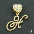 Collana cuore hip hop con pendente lettera K e strass trasparenti in oro lucido - Solo Ciondolo Con Lettera / Oro Lettera Corsiva H
