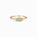 S925 sterling silver auspicious cloud ring with green enamel and bead texture band - US Size 6 / Gold