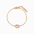 S925 zilveren armband met in elkaar grijpende cirkels, emaille kralen en kristallen - 925 Zilver (15.5+4.5cm) / Champagne