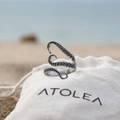 Anello aperto in argento sterling S925 tentacolo di polpo su custodia da spiaggia - Taglia 7 Regolabile (Taglia USA) / Oro Bianco