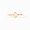 Anillo ajustable de plata S925 oro rosa con ópalo ovalado y piedras preciosas rosas - Talla 7 Ajustable / Oro rosa