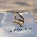 Anello aperto regolabile a tentacolo di polpo dorato con dettagli di ventose - Taglia 7 Regolabile (Taglia USA) / Oro