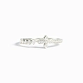 Anillo de cruz en plata de ley S925 con pavé de circonitas sobre fondo blanco puro - Talla US 6 / Oro Blanco