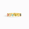 Anello intrecciato in oro con sei pietre preziose tonde arcobaleno su sfondo bianco - Taglia US 5 / 1 Pietra (YSXXDZ006) / Oro