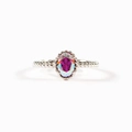 S925 sterling zilveren ring met gedraaid ontwerp en ovale paarse gradiëntsteen - US Maat 9 / Witgoud