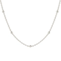 Minimalistische s925 Sterling Silber Perlenkette mit kleinen Perlen an feiner Kette - 925 Silber (40+5cm) / Weißgold