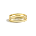 Detailed macro view of S925 sterling silver stamp on golden double layer zircon ring - US Size 8 / Gold