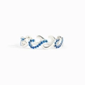 Elegant s925 sterling silver wave ring featuring brilliant deep blue zircon gemstones - US Size 6 / White Gold