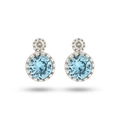 Detail of s925 silver stud earrings featuring light blue zircon and small crystal - Stud Earrings