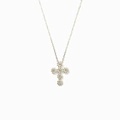 S925 Sterling silver cross necklace with two-tone daisy flowers on a fine silver chain - 40+5cm / Two Colors