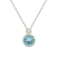 Minimalist S925 sterling silver necklace with circular blue zircon and white gemstone pendant - Necklace Style