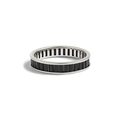 Anello eternity in argento 925 con pietre nere taglio baguette e incasso a canale - Argento Platino (Zirconia Nera) / Taglia US 6