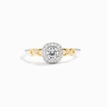Elegant S925 sterling silver two-tone ring with large round zircon and halo setting - US Size 6 / Two Colors