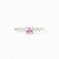 Elegant S925 sterling silver ring featuring a square pink diamond in a minimalist design - US Size 6 / White Gold