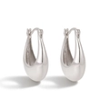 Orecchini a cerchio a U in argento sterling S925 lucido per donna su sfondo bianco - Argento 925 / Oro Bianco