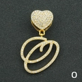 Ciondolo lettera O hip hop placcato oro con strass lucidi e chiusura a cuore - Solo Ciondolo Con Lettera / Oro Lettera Corsiva O